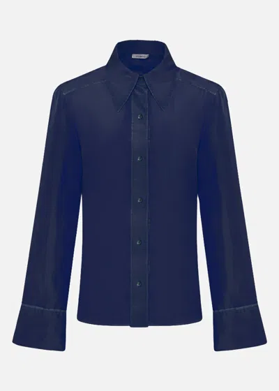 Malo Camicia In Seta In Blue