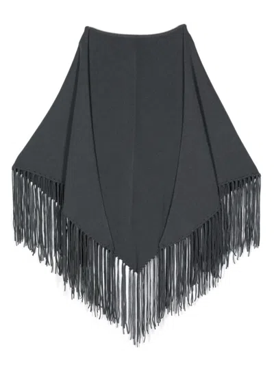 Malo Cape With Fringes In Grey