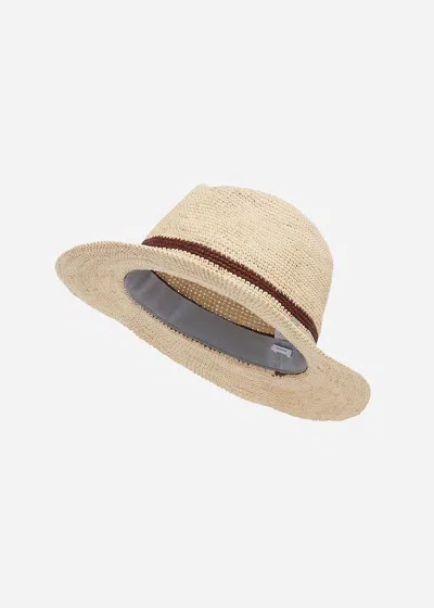 Malo Cappello In Rafia Naturale Realizzato A Mano In Neutral