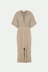 Malo Amelia Cashmere Cable-knit Hooded Wrap Coat In Neutral