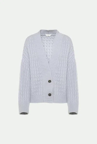 Malo Anna Cashmere Cable-knit V-neck Cardigan In Blue