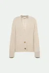Malo Anna Cashmere Cable-knit V-neck Cardigan In Neutral