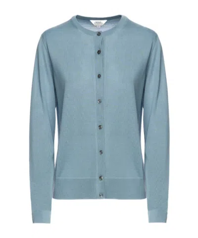 Malo Cardigan In Cashmere Silk In Blue