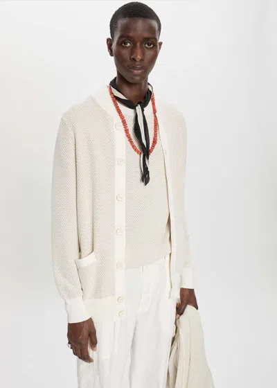 Malo Cardigan In Seta E Cotone In White
