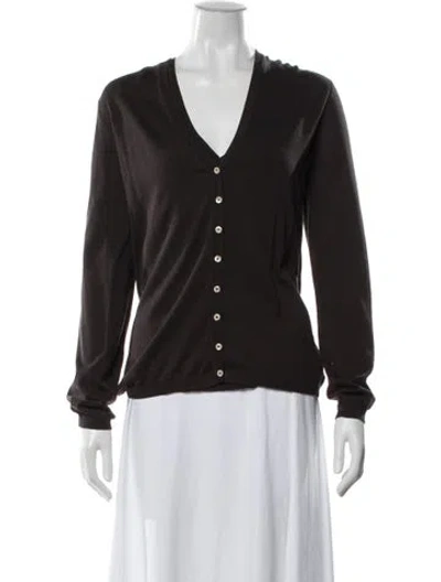 Pre-owned Malo Cardigan W/ Top V-neck Sweater In Brown