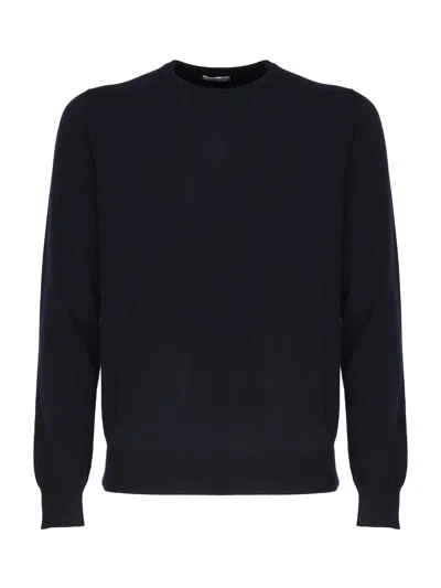 Malo Crew Neck Sweater In Cashmere In Blue