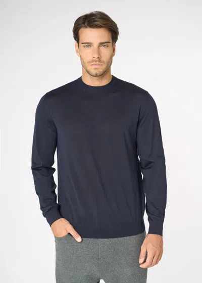 Malo Cashmere And Silk Crewneck In Blue