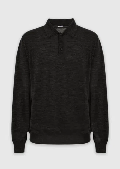 Malo Cashmere And Silk Polo In Black