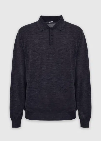 Malo Cashmere And Silk Polo In Blue