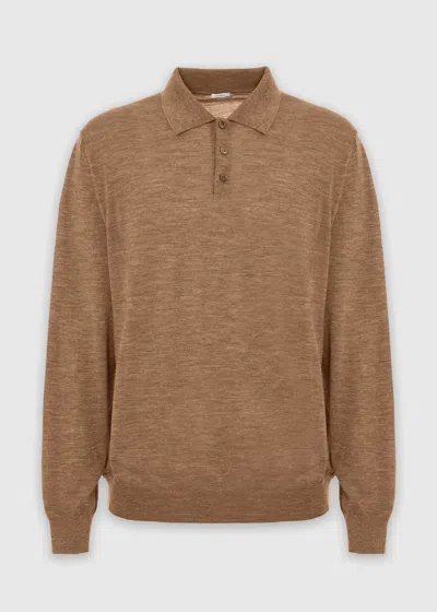 Malo Cashmere And Silk Polo In Brown