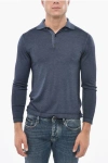 Malo Cashmere And Silk Sweater With Polo Neck In Blue