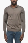 Malo Cashmere And Silk Sweater With Polo Neck In Gray