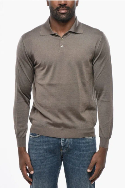 Malo Cashmere And Silk Sweater With Polo Neck In Gray