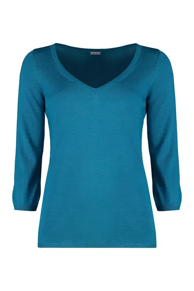 Malo Cashmere Blend Pullover In Turquoise