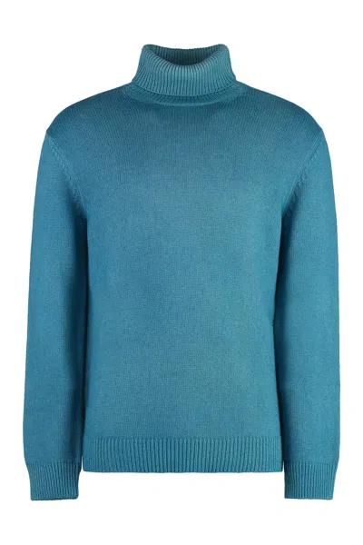 Malo Cashmere Blend Turtleneck Sweater In Turquoise