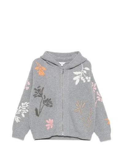 Malo Camelia Embroidered Cashmere Zip Bomber Jacket In Gray