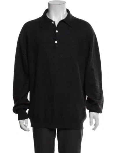 Pre-owned Malo Cashmere Collar Polo Sweater In Black