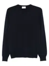 Malo Cashmere-wool Blend Crew Neck Sweater With Ribbed Cuffs In Blue
