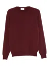 Malo Thin Wool Crew Neck Long Sleeve Sweater In Red