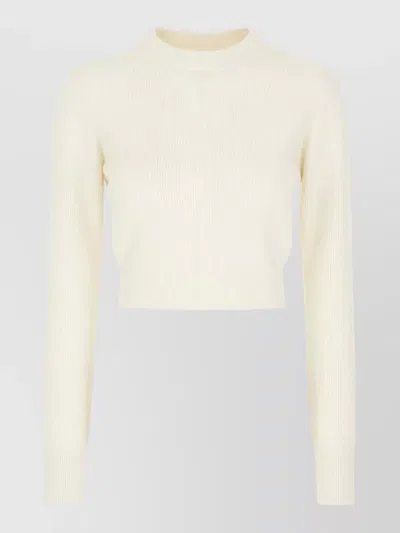 Malo Cashmere Cropped Sweater High Neck Ribbed In Neutral
