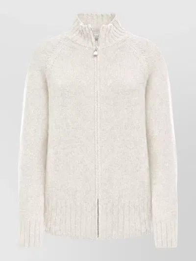 Malo Cashmere Fine-knit Funnel-neck Zip-up Bomber Jacket In Neutral