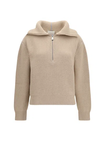 Malo Cashmere High-neck Zip Sweater In Neutral