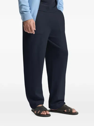 Malo Cashmere Knitted Straight-leg Trousers In Blue