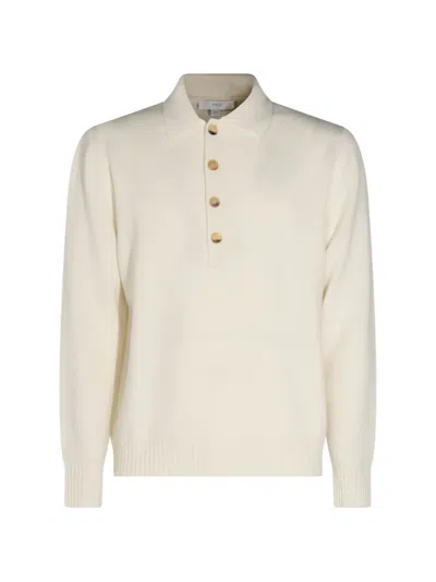 Malo Cashmere Long-sleeve Polo-collar Sweater In Neutral