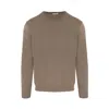 Malo Ribbed Crewneck Sweater With Long Sleeves In Brown
