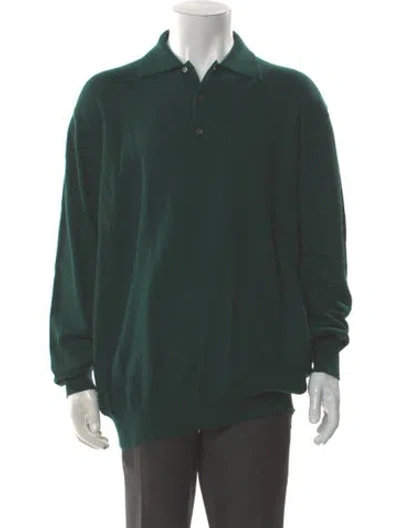 Pre-owned Malo Cashmere Mock Neck Polo Sweater In Green