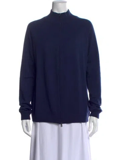 Pre-owned Malo Cashmere Mock Neck Sweater In Blue
