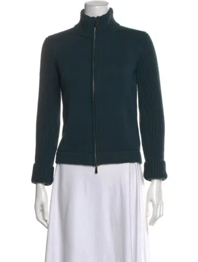 Pre-owned Malo Cashmere Mock Neck Sweater In Green