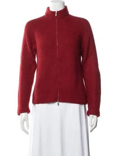 Pre-owned Malo Cashmere Mock Neck Sweater In Red