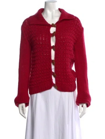 Pre-owned Malo Cashmere Open Front Sweater In Red