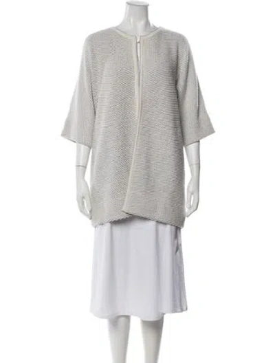 Pre-owned Malo Cashmere Open Front Sweater In White