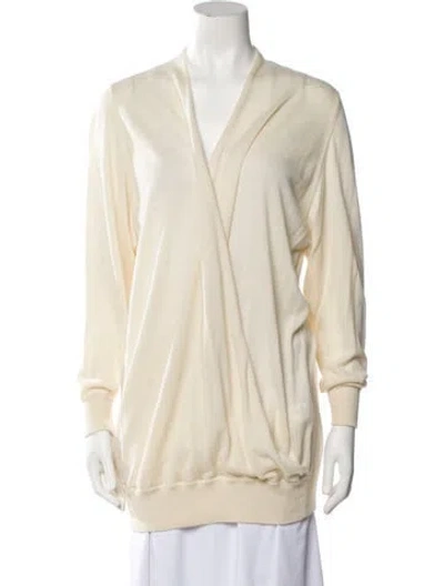 Pre-owned Malo Cashmere Plunge Neckline Sweater In Neutral
