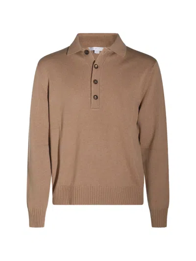 Malo Cashmere Polo Shirt In Brown