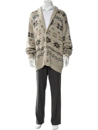 Pre-owned Malo Cashmere Printed Cardigan In Neutral