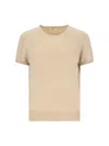 Malo Knit Crewneck With Ribbed Hem And Short Sleeves