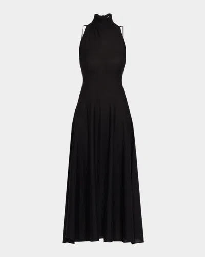 Malo Cashmere Silk Halter Dress In Black