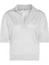 Malo White Wool Polo Shirt In Grau