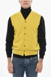 Malo Cashmere Sleeveless Sweater With Front Buttoning In Yellow