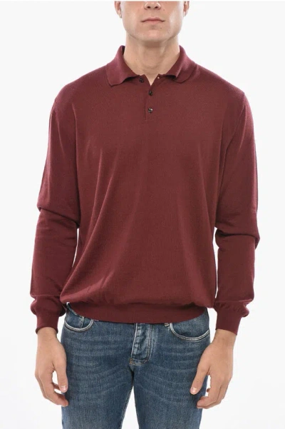 Malo Cashmere Sweater With Polo Neck In Burgundy