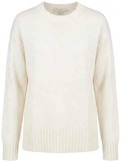 Malo Cashmere Sweater With Ribbed Detailing And Classic Crew Neckline In Neutral