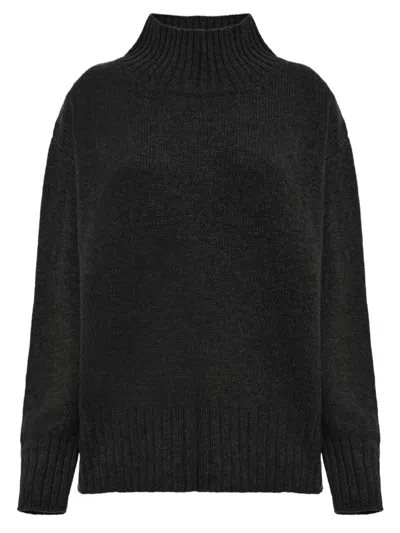 Malo Cashmere Sweater With Ribbed Turtleneck And Long Sleeves In Black
