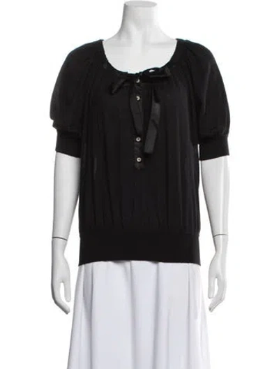 Pre-owned Malo Cashmere Tie Neck Sweater In Black