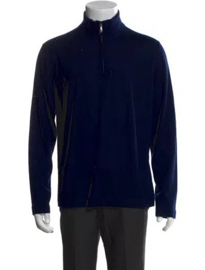 Pre-owned Malo Cashmere Turtleneck Polo Sweater In Blue