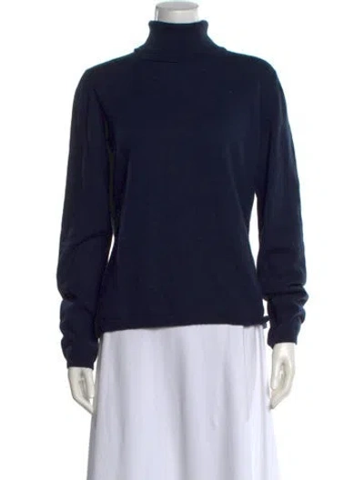 Pre-owned Malo Cashmere Turtleneck Sweater In Blue