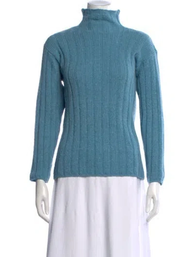 Pre-owned Malo Cashmere Turtleneck Sweater In Blue