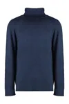 Malo Man Turtleneck Navy Size 36 Virgin Wool In Blue